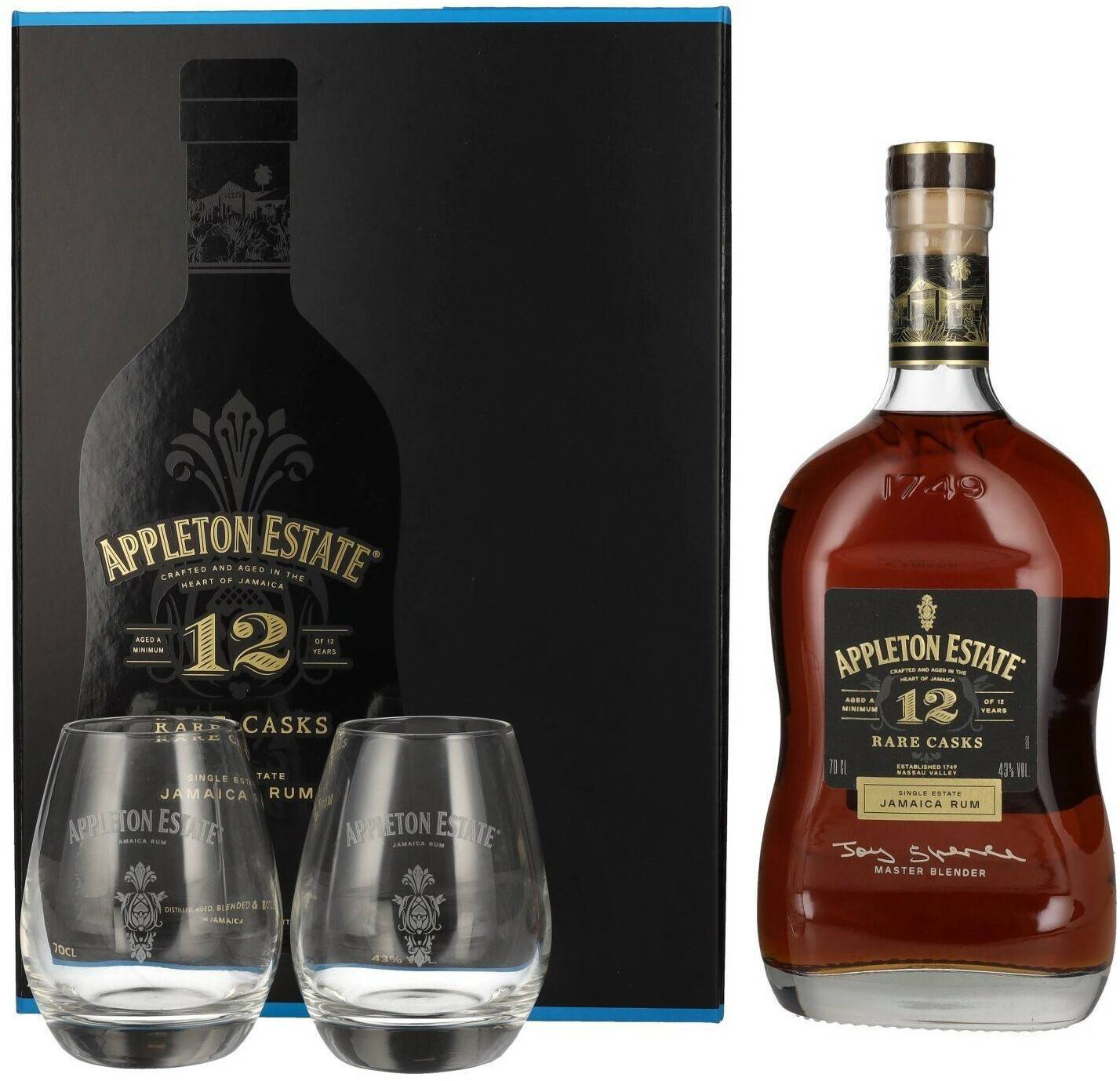 Appleton 12 Jahre Rare Casks Single Estate Jamaica Rum 0,7l 43% + 2 Gläser Rum