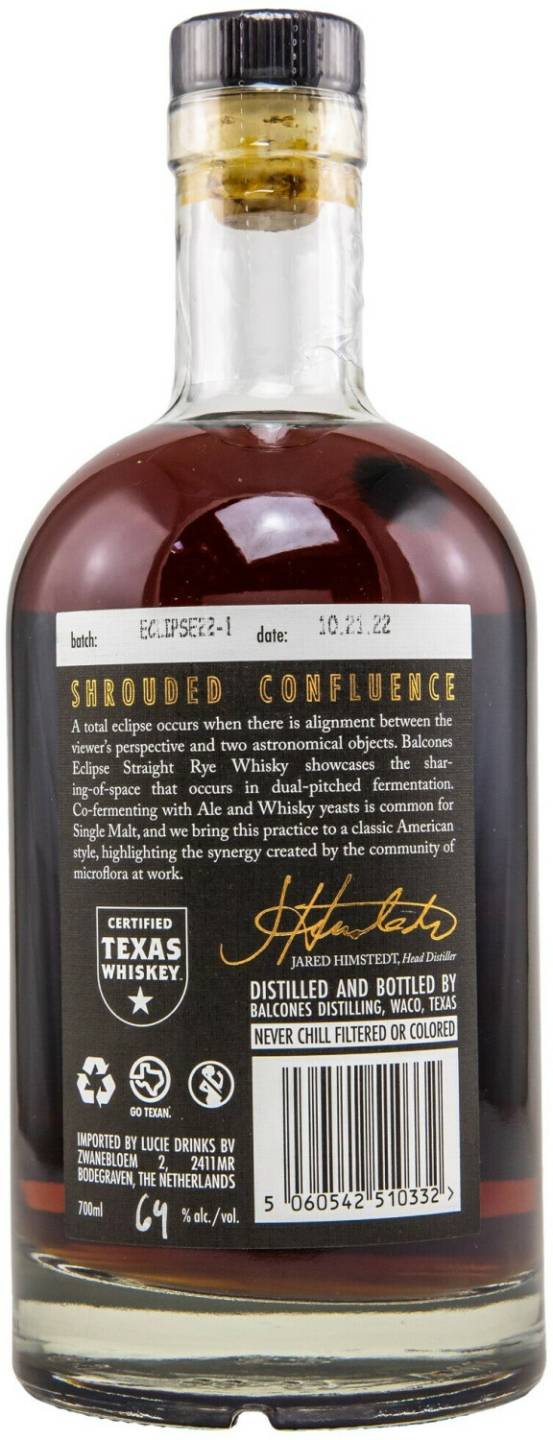 Whisky Balcones Eclipse Texas Rye Cask Strength 0,7l 64%