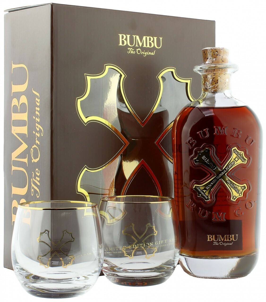 Bumbu The Original0,7l 40% Geschenkset mit 2 Gläsern Spirituosen & Schnaps