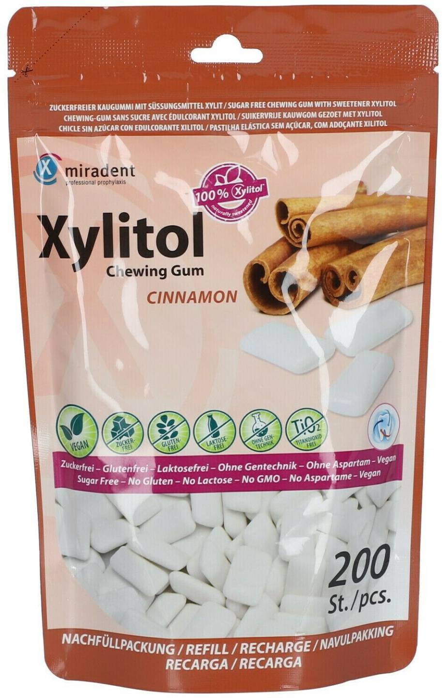 Miradent Xylitol Chewing Gum Zimt Refill (200 Stk.) Süßigkeiten