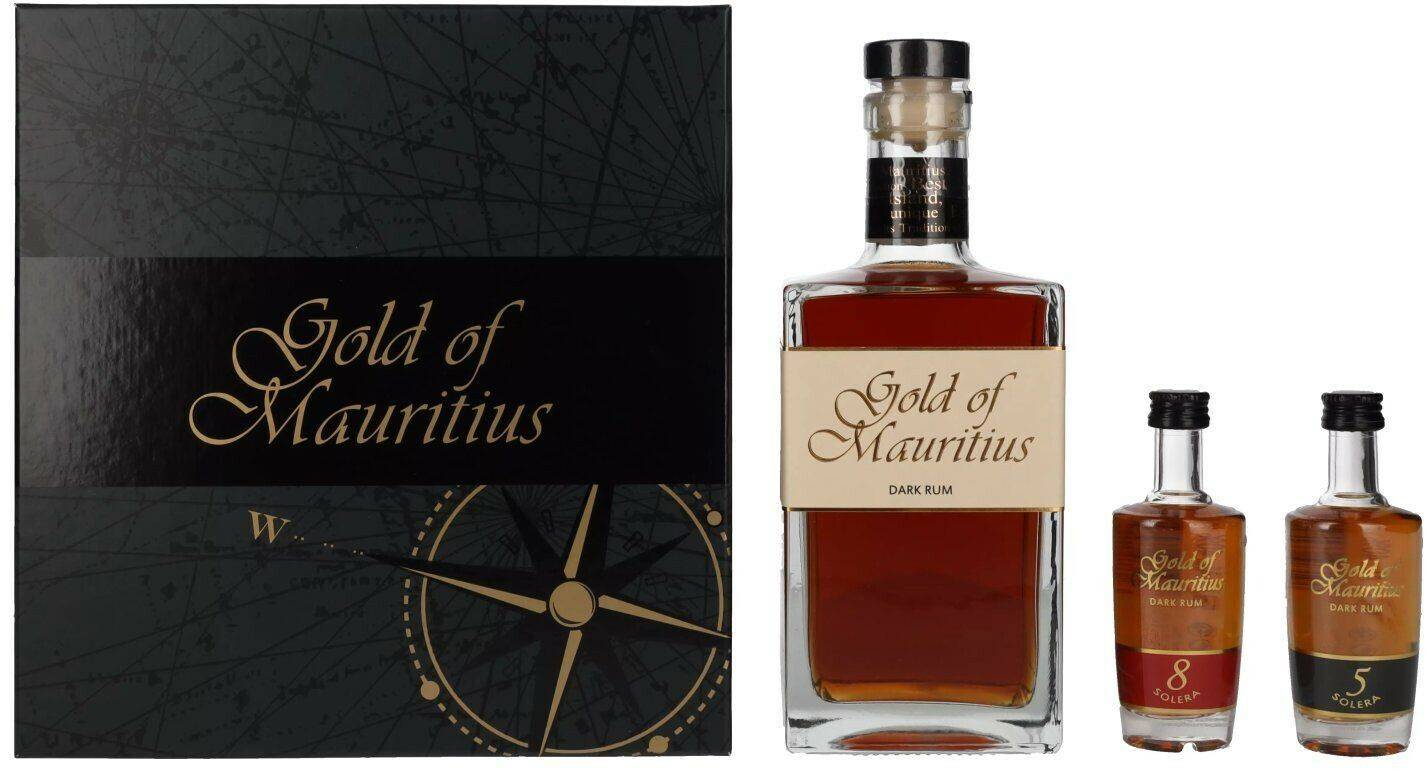 Gold of Mauritius Dark Rum Geschenkset mit 2 Miniaturen 0,7l 40% Rum