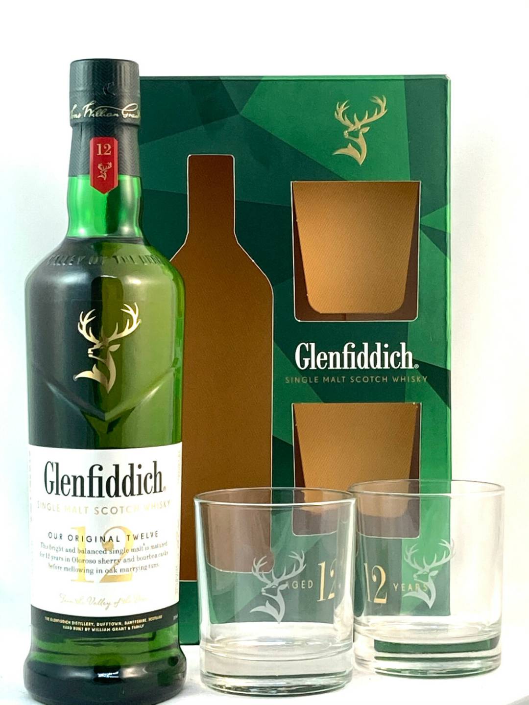 Whisky Glenfiddich 12 Jahre 40%Years 0,7l + 2 Tumbler