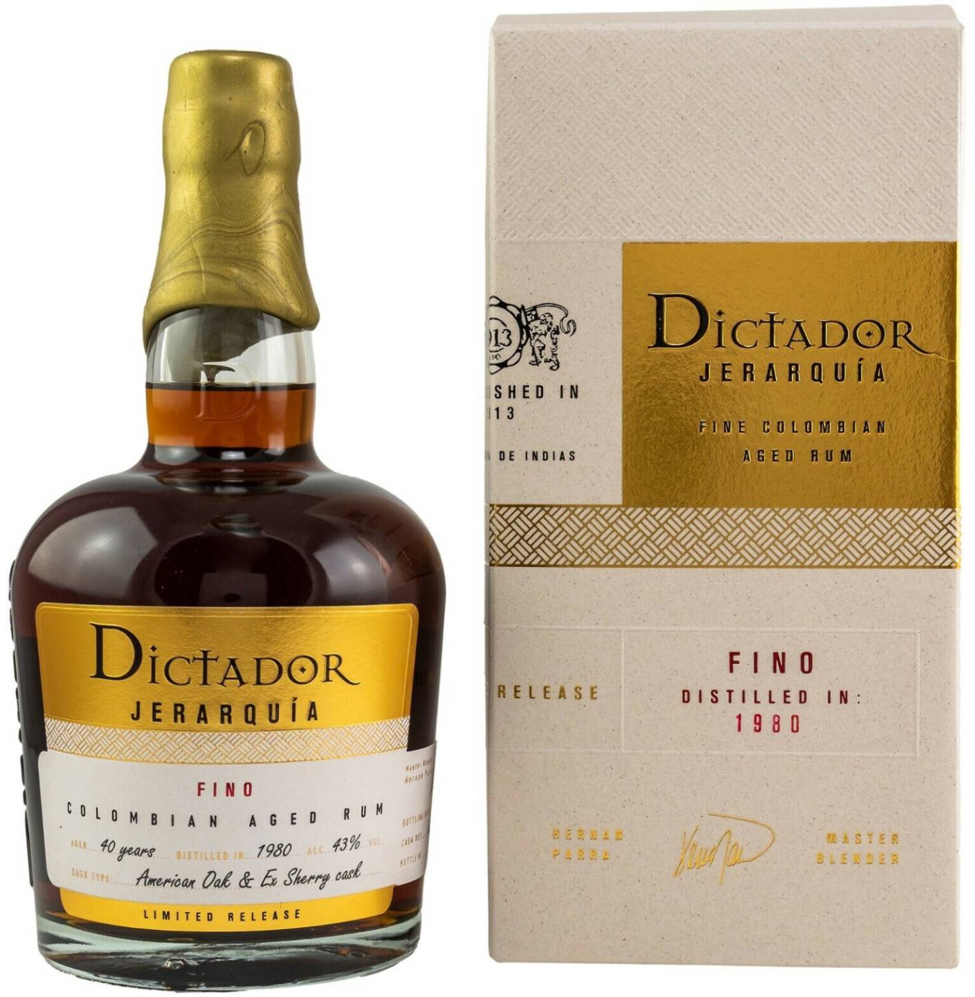 Dictador Jerarquia 1980/2020 40 Jahre Fino Sherry Cask 0.7l 43% Rum