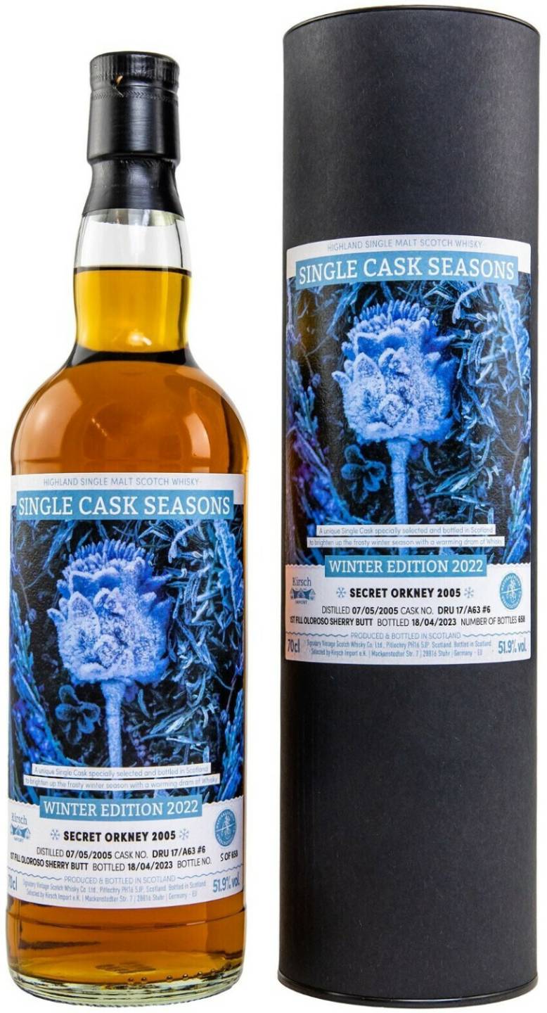 Signatory Vintage17 Jahre Secret Orkney 2005/2023 Single Cask Seasons Winter 0,7l 51,9% Whisky