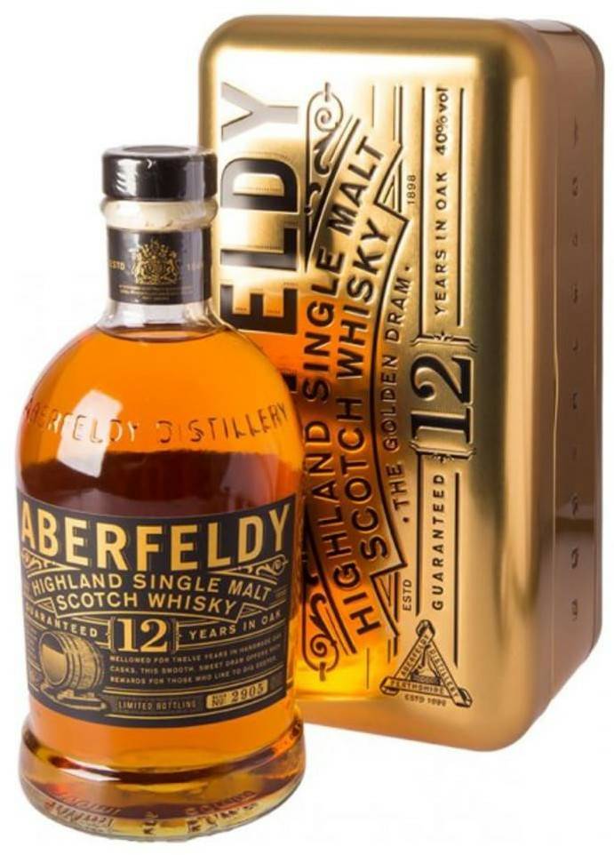 Aberfeldy 12 Jahre 40%0,7l 40% Metallbox Geschenkset Whisky