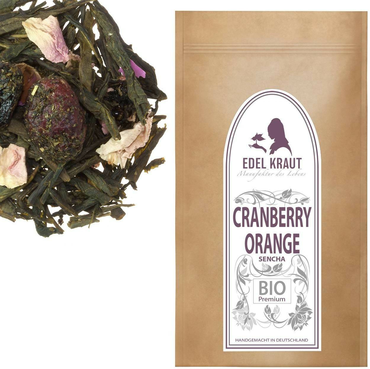 Tee Edel Kraut BIO Grüner Tee Sencha Cranberry-Orange 250g