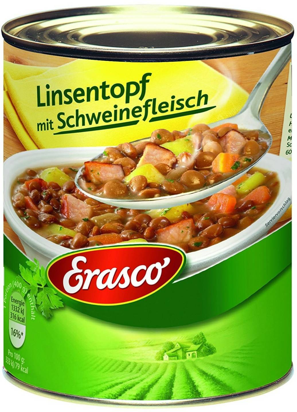 Erasco Linsentopf mit Schweinefleisch Fertiggericht 800g 3er Pack Fertiggerichte