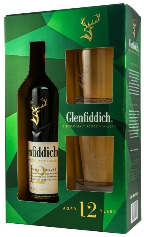 Whisky Glenfiddich 12 Jahre 40%Years 0,7l + 2 Tumbler