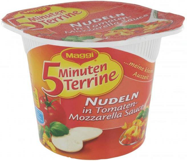 Fertiggerichte Maggi 5 Minuten Terrine Nudeln in Tomaten Mozzarella-Sauce