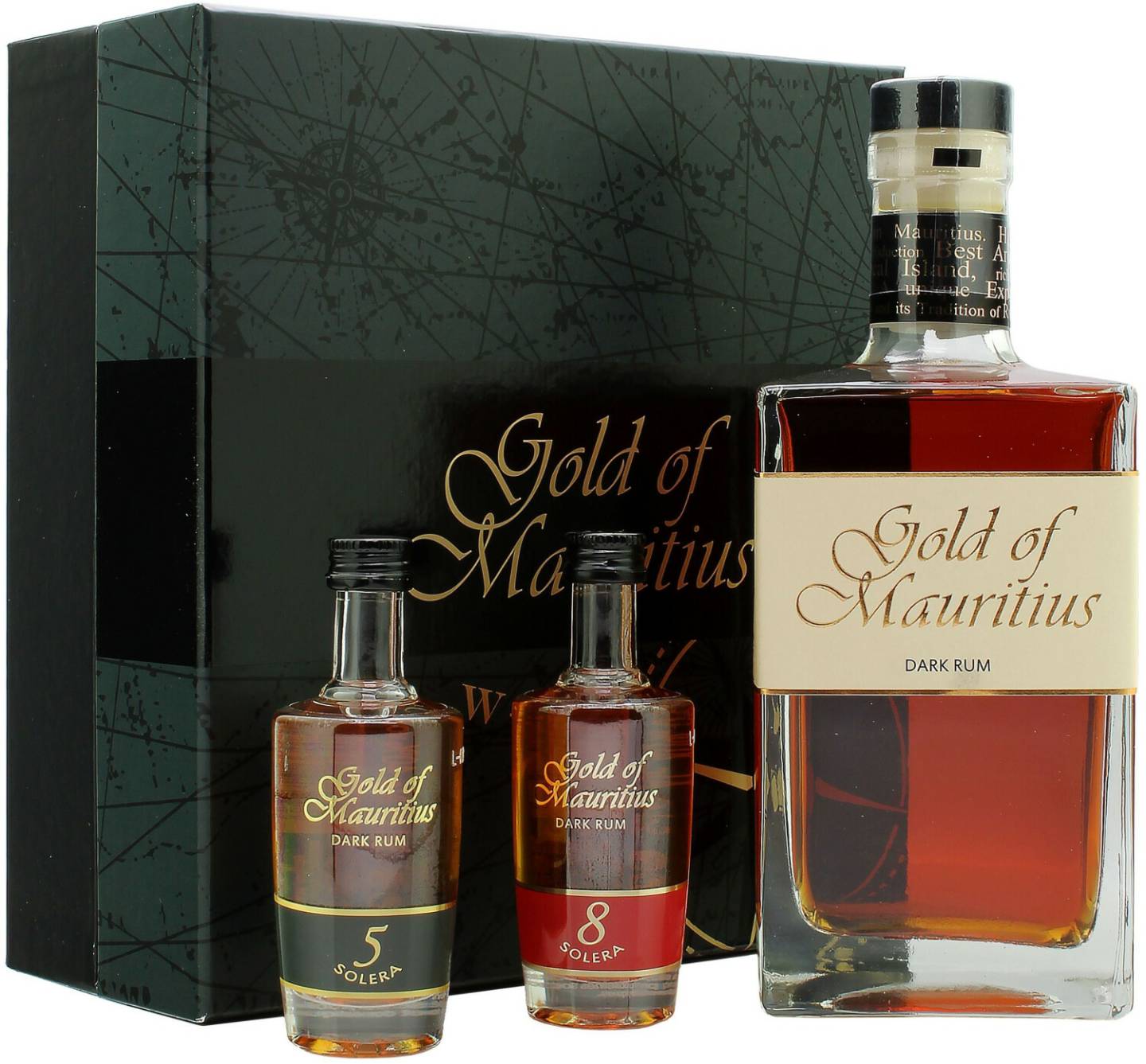 Gold of Mauritius Dark Rum Geschenkset mit 2 Miniaturen 0,7l 40% Rum