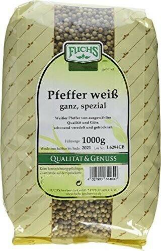 Kräuter & Gewürze Fuchs Pfeffer weiß ganz (1000g)