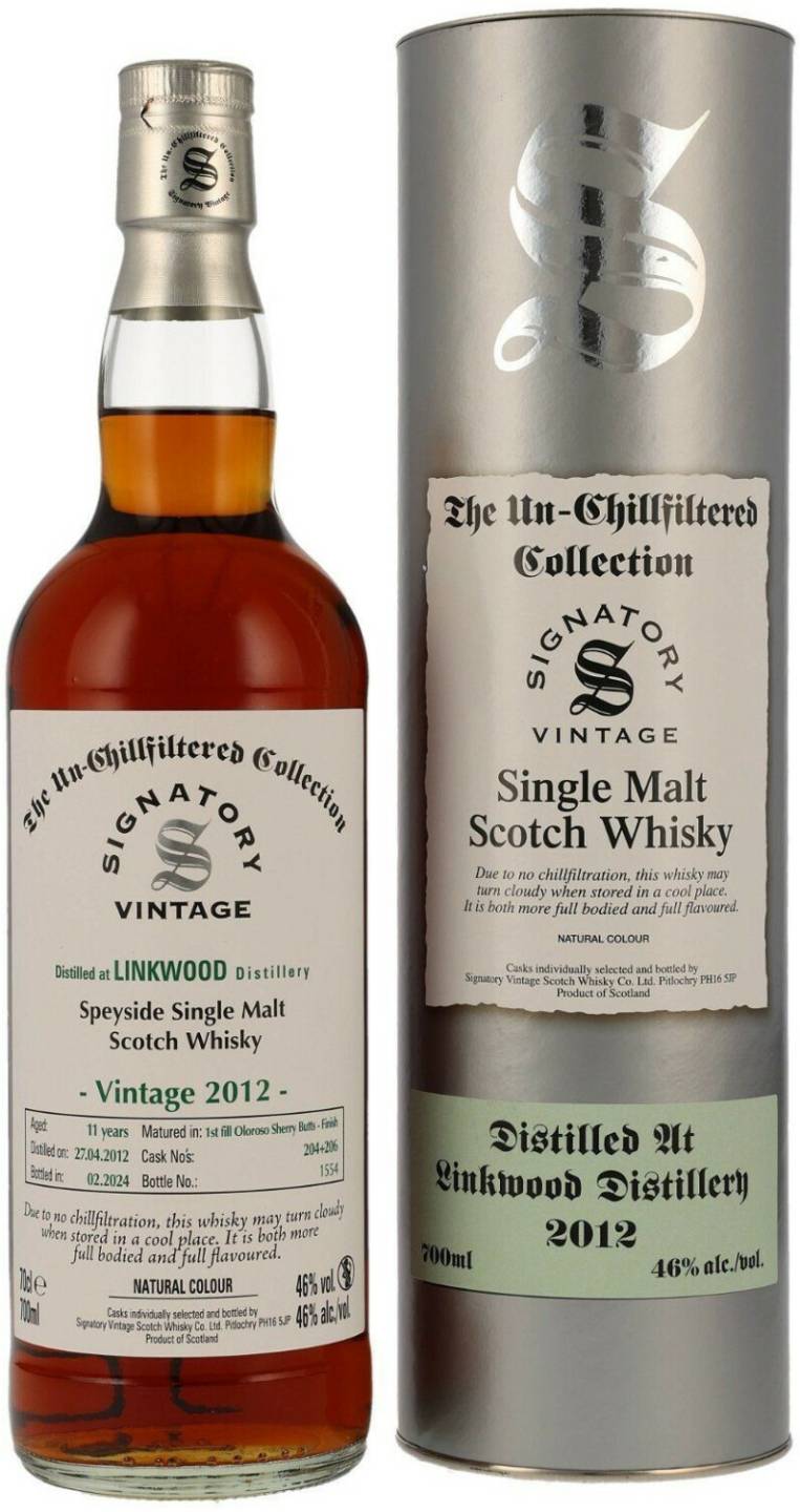 Whisky Signatory Vintage Linkwood 2012/2024 - 11 Jahre 1st Fill Oloroso Sherry Butts Finish No. 204+206 The Un-Chillfiltered Collecection 46% 0.7l