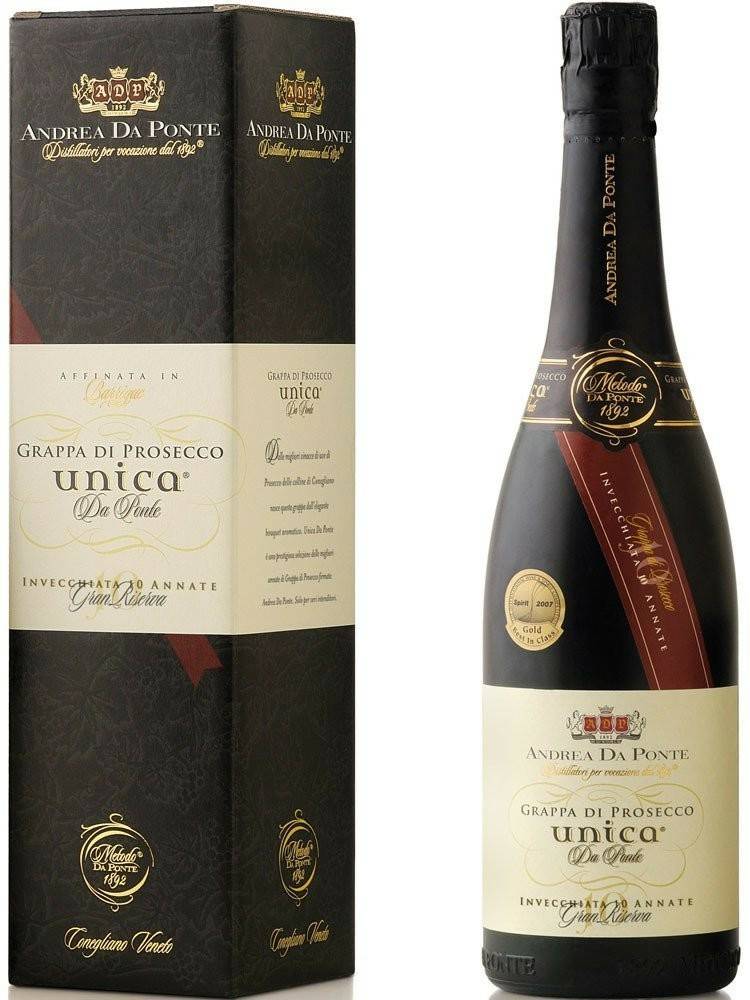 Andrea Da Ponte Grappa di Prosecco Unica 0,7l 40% Spirituosen & Schnaps