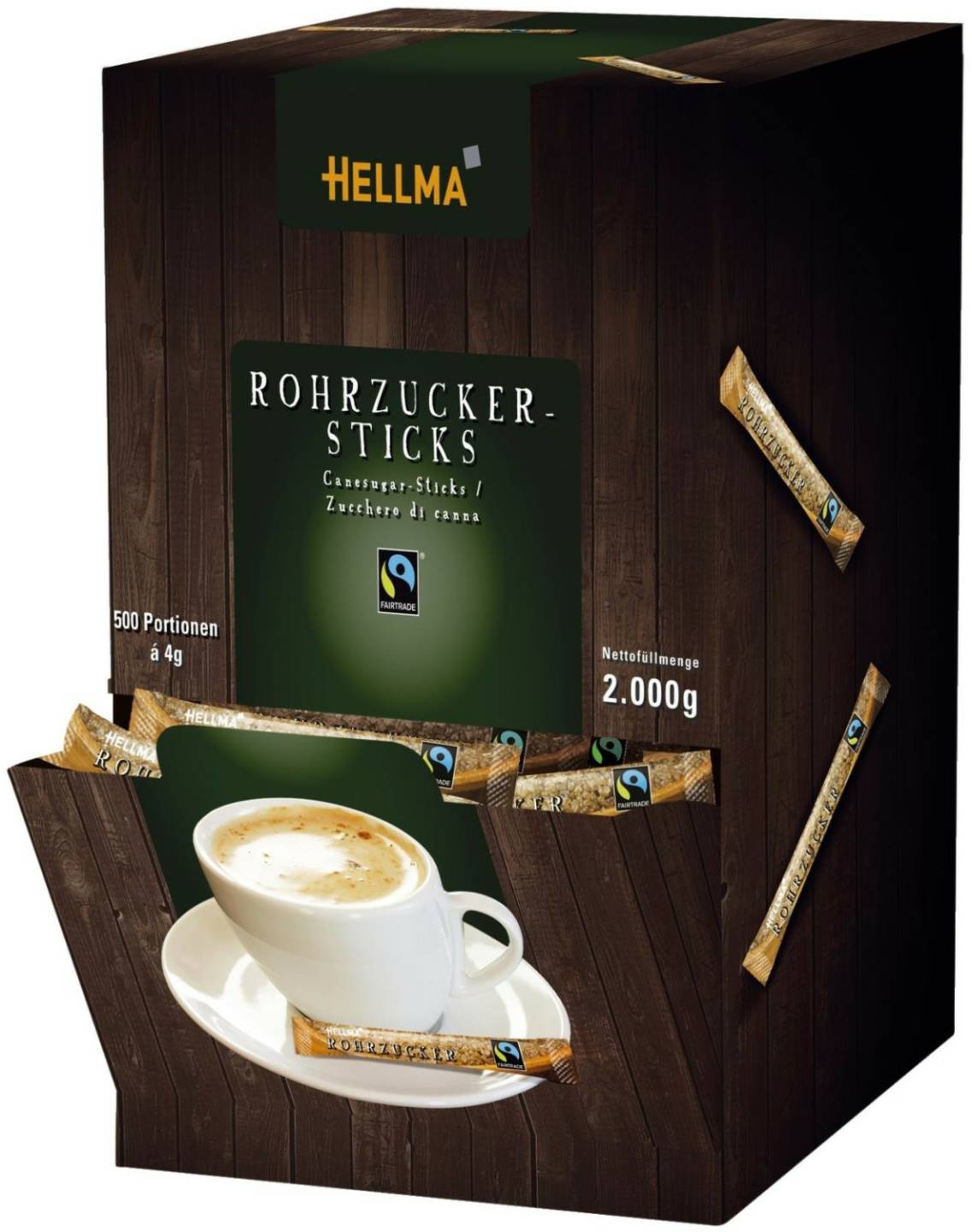 Backzutaten Hellma Rohrzucker Sticks (500 x 4 g)