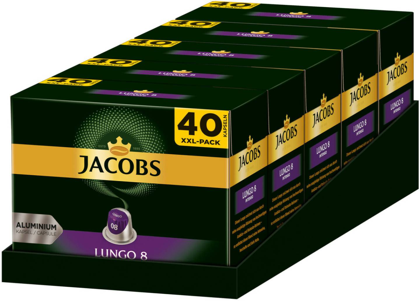 Jacobs Lungo 8 Intenso Kaffeekapseln Jacobs Lungo 8 Intenso Kaffeekapseln5x40 Port.