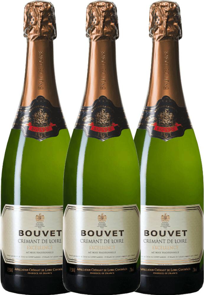 Bouvet-Ladubay Crémant de Loire Brut Blanc Excellence AOC3x0,75l Champagner, Sekt & Prosecco